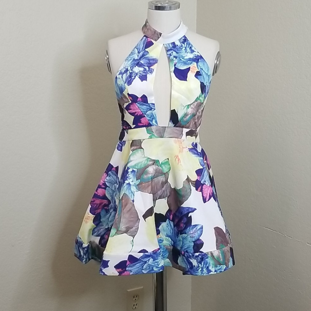 Sexy cut out floral dress